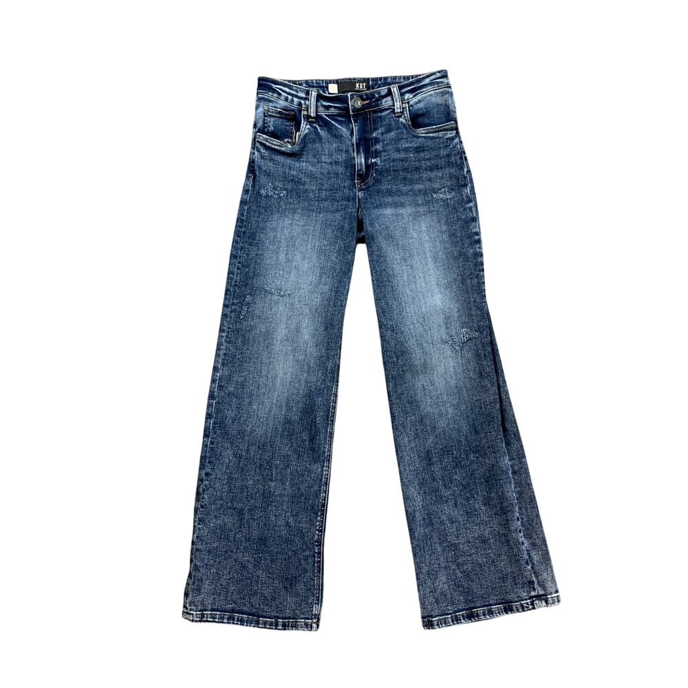 Kut From The Kloth Jeans Womens 4L Long Blue Jean High Rise Wide Leg Distressed
